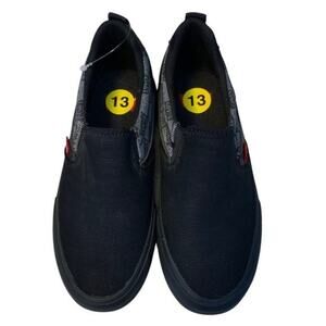 Levis Boy Slip on Shoes Size 13 Black with Red Levi Tag NWOT